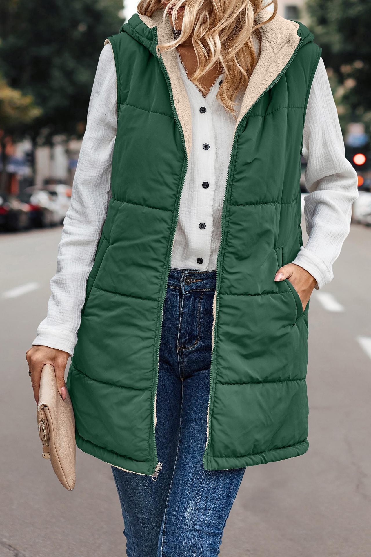 Hooded Reversible Vest Jacket