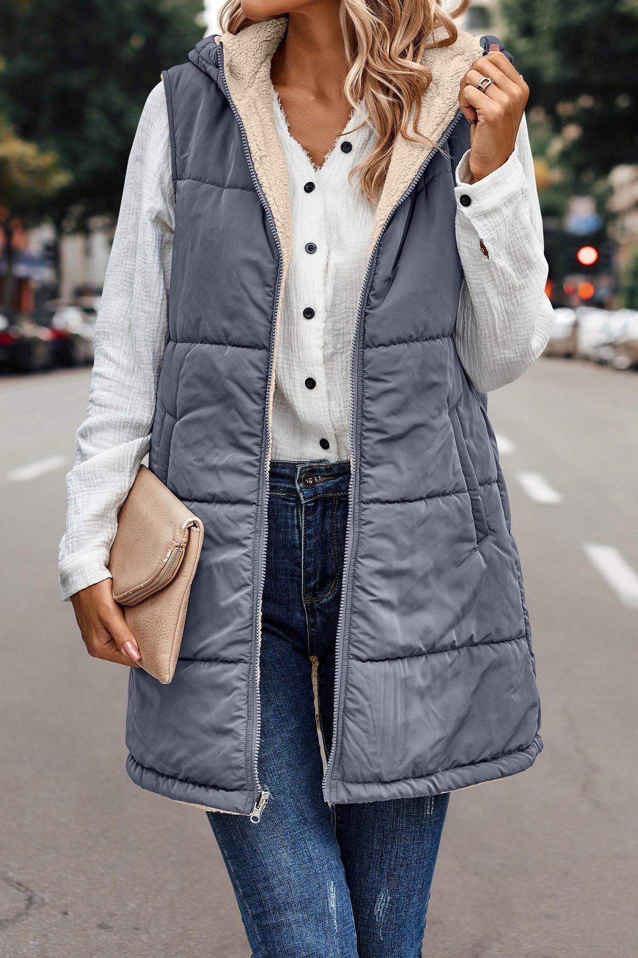 Hooded Reversible Vest Jacket