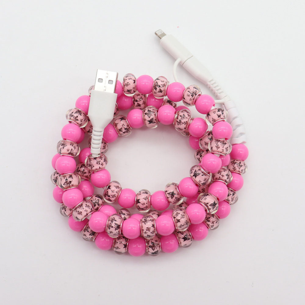 2 in 1 Multi USB to USB C Beaded Type C Fast Charging Cable