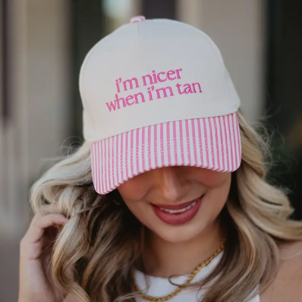 I'm nicer when i'm tan Embroidered Trucker Hat