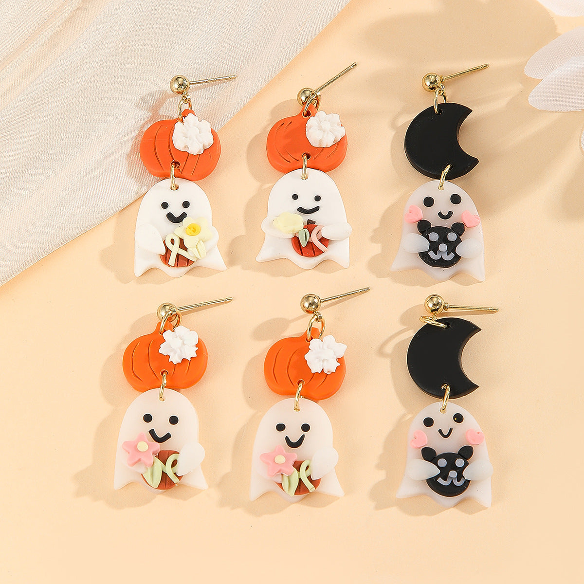 Halloween pumpkin geometric ghost earrings fun earrings(moq2)