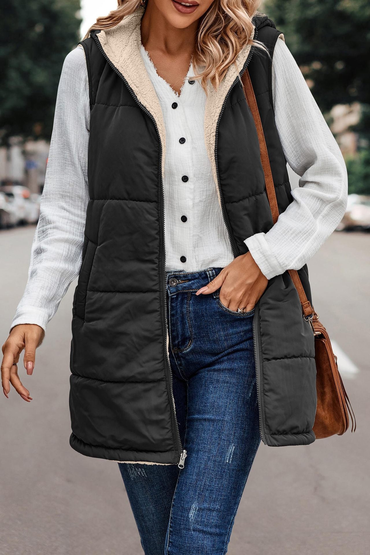 Hooded Reversible Vest Jacket