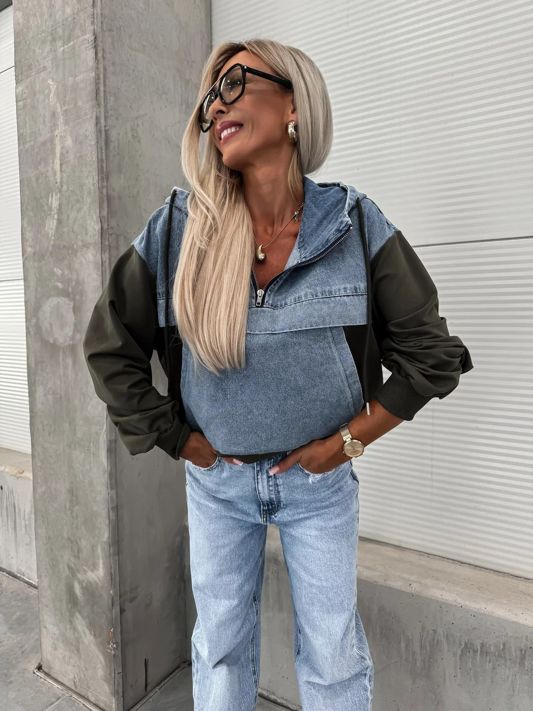 Cowboy Patchwork Hoodie for Women