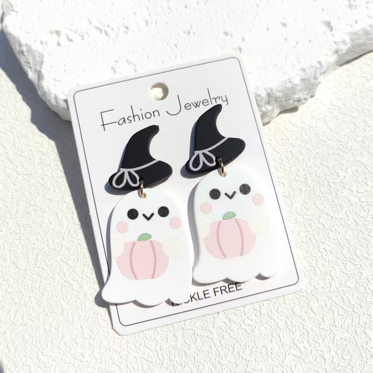 Halloween Wizard Hat Ghost Cute Acrylic Earrings