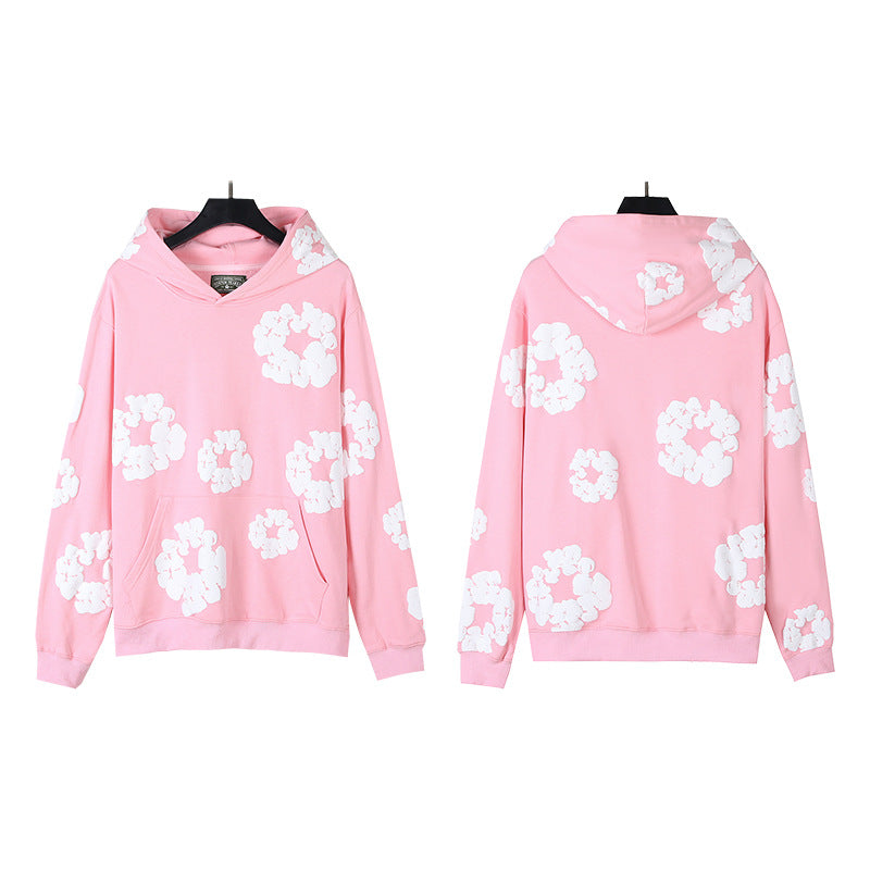 Foaming Printed Loose Hoodie