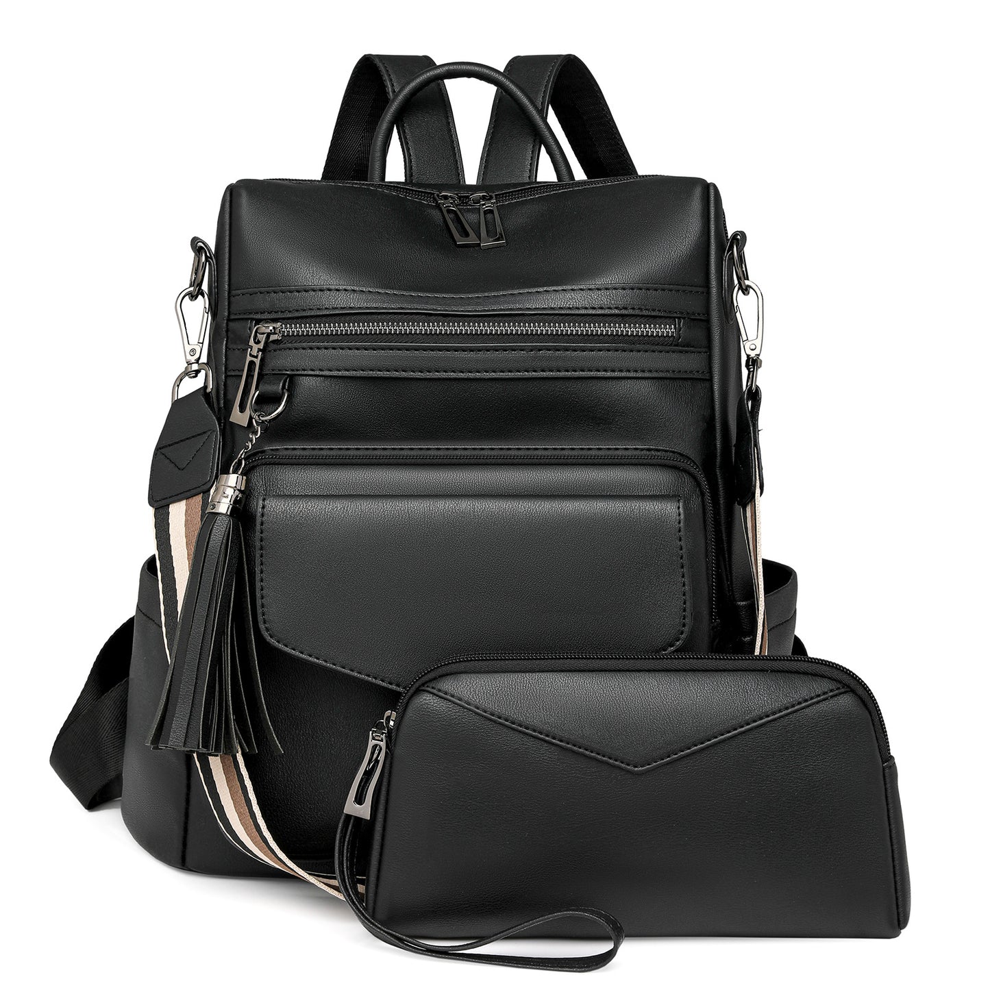 Two-Tone Tassel Backpack