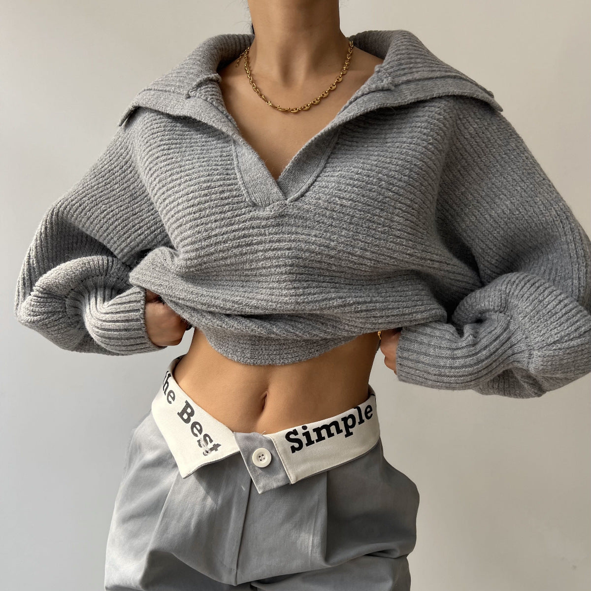 V-neck Knitted Sweater
