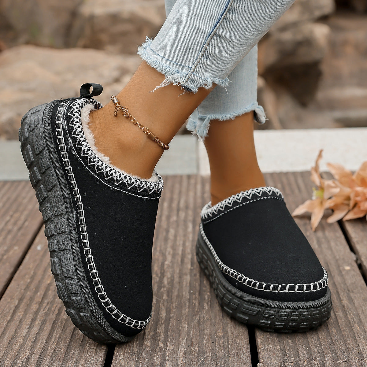 Lace-up Snow Boots Warm Boots Pattern Low-top Warm Shoes
