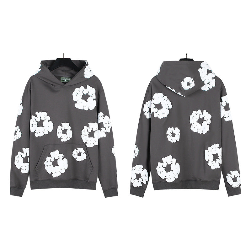 Foaming Printed Loose Hoodie