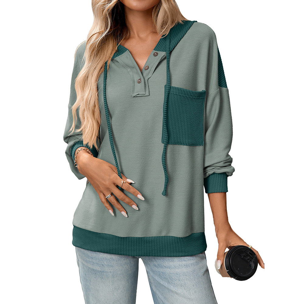 Contrast Color Twisted Strip Hoodie