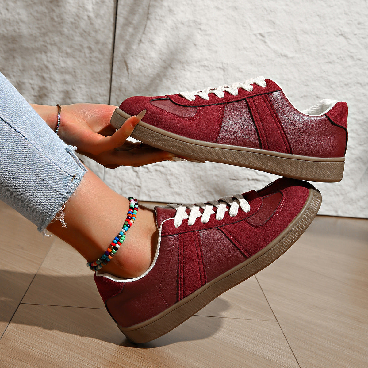 Patched Lace-up Sneakers