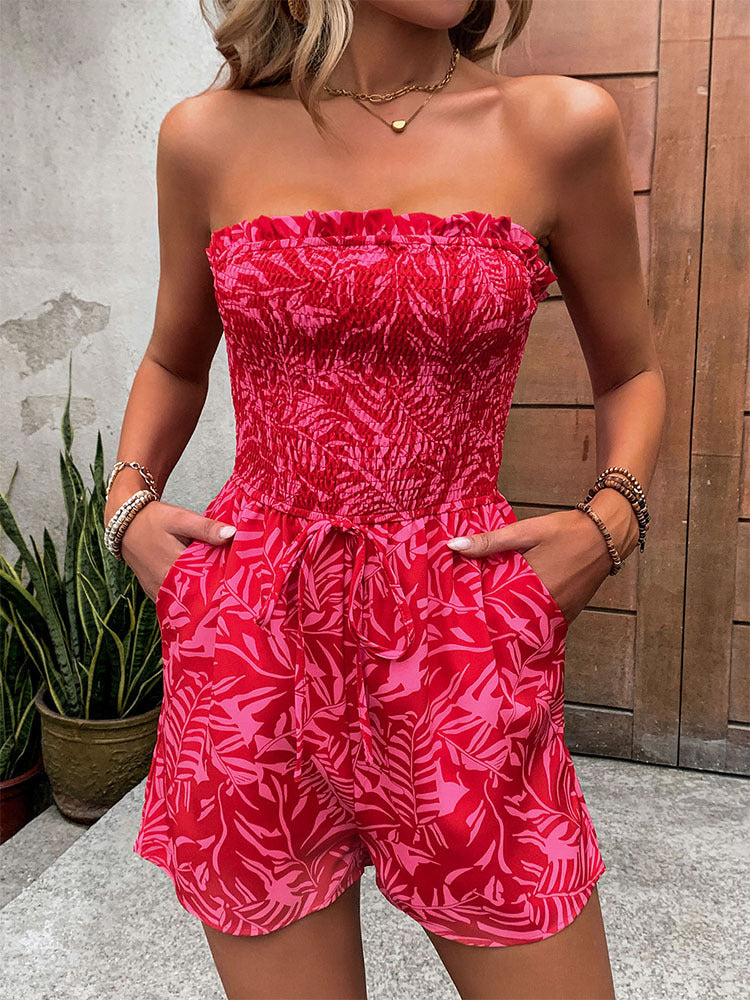 Printed Strapless Romper