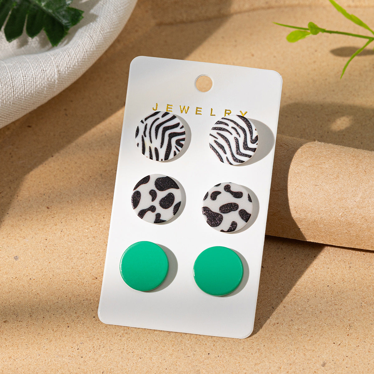 Leopard print acrylic earrings heart earring set(moq3)