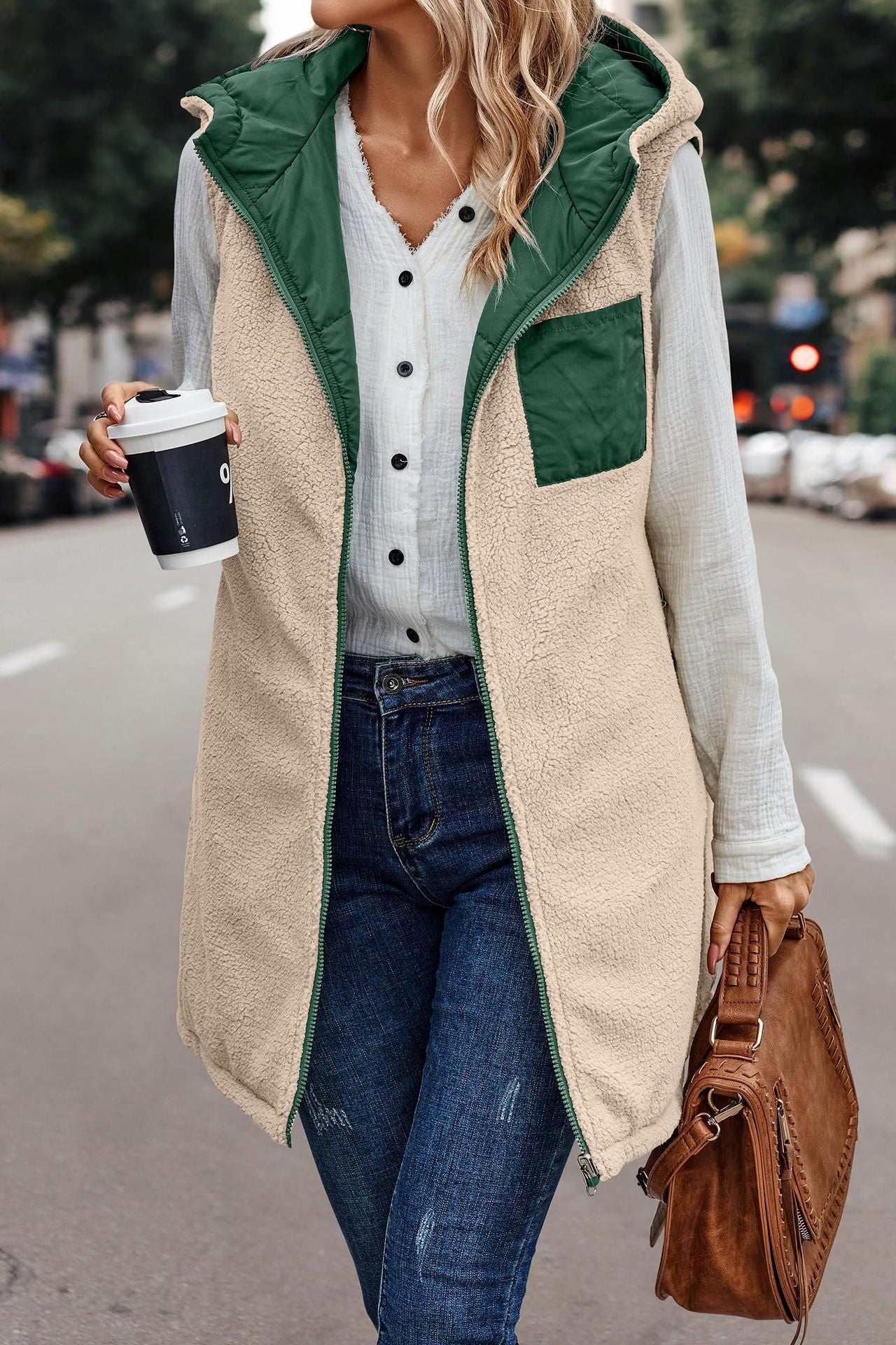 Hooded Reversible Vest Jacket