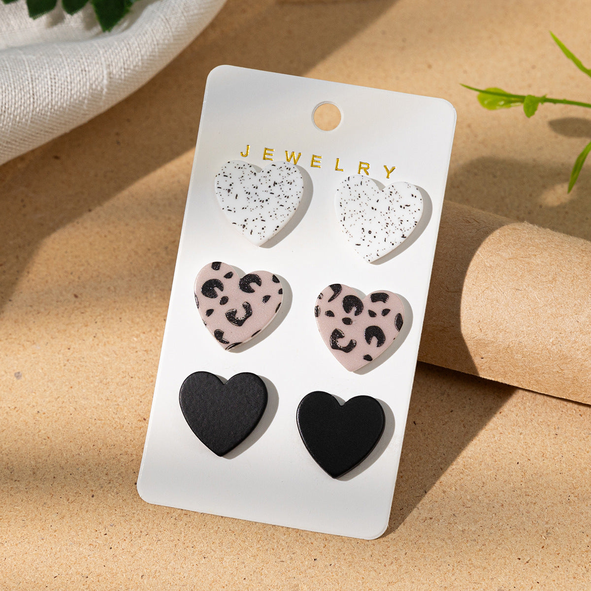 Leopard print acrylic earrings heart earring set(moq3)