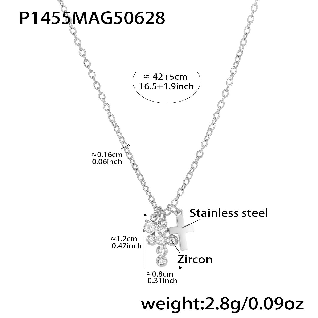 5A Zircon Cross Clavicle Necklace