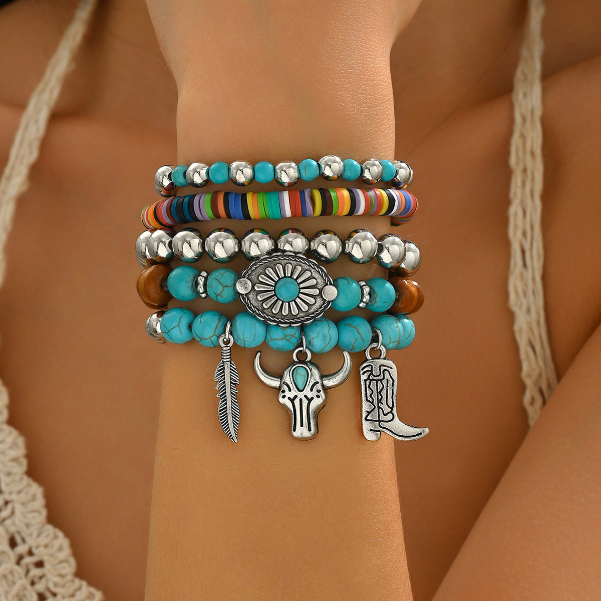 Turquoise Beaded Bracelet(MOQ:2)