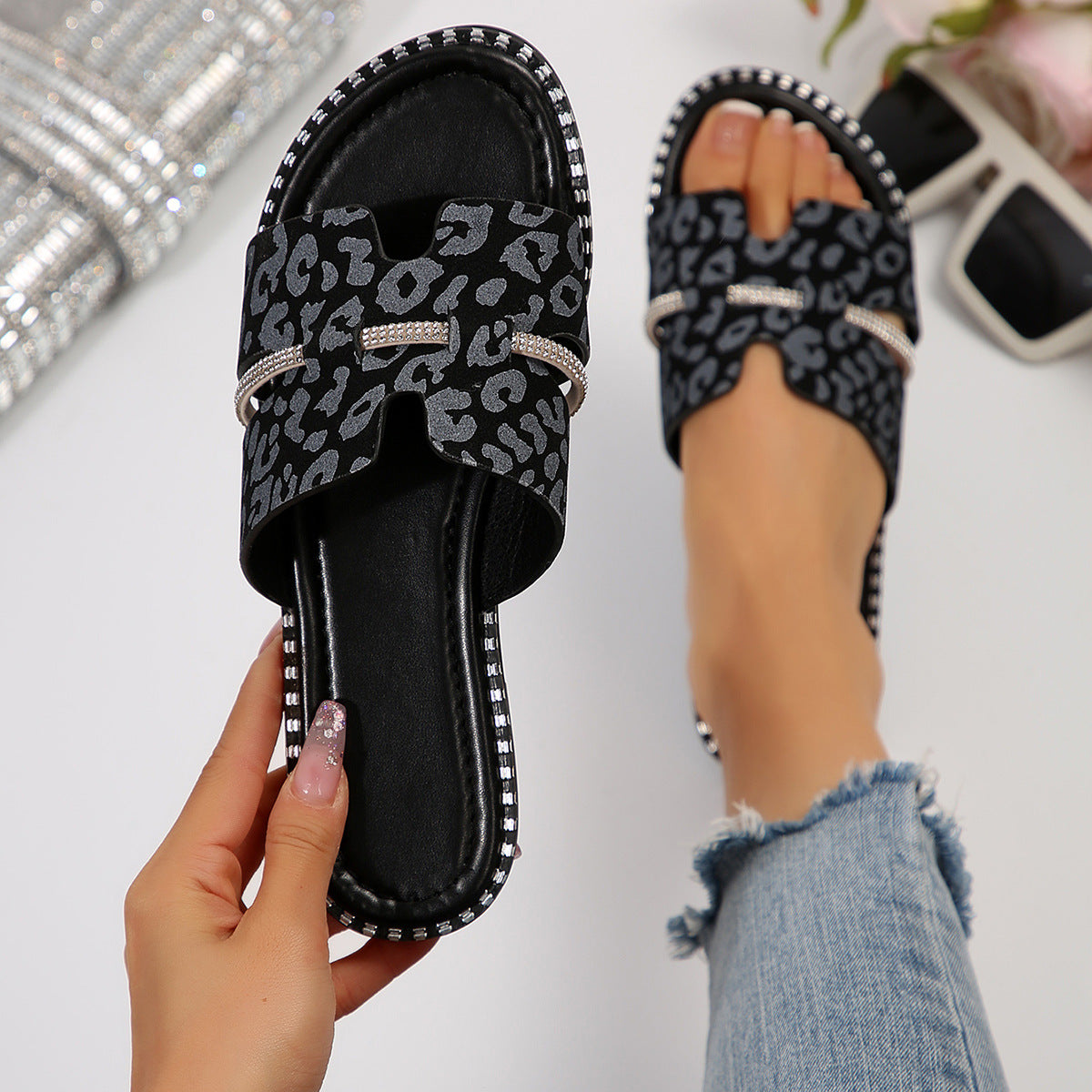 Leopard H Upper Flat Fashion Slippers