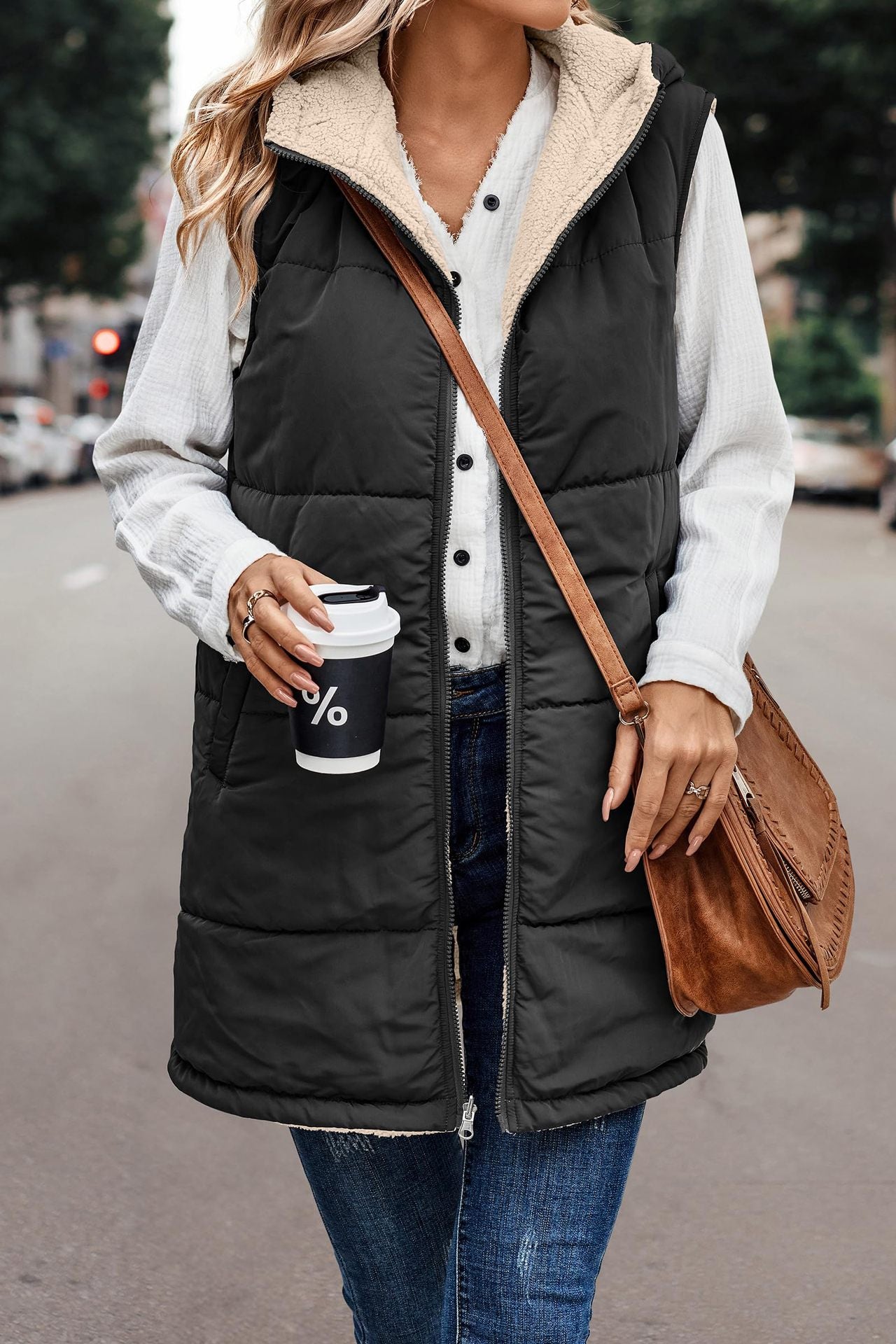 Hooded Reversible Vest Jacket
