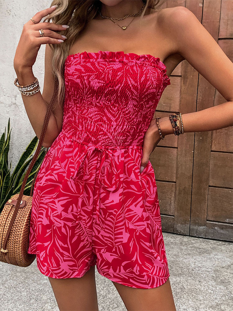 Printed Strapless Romper