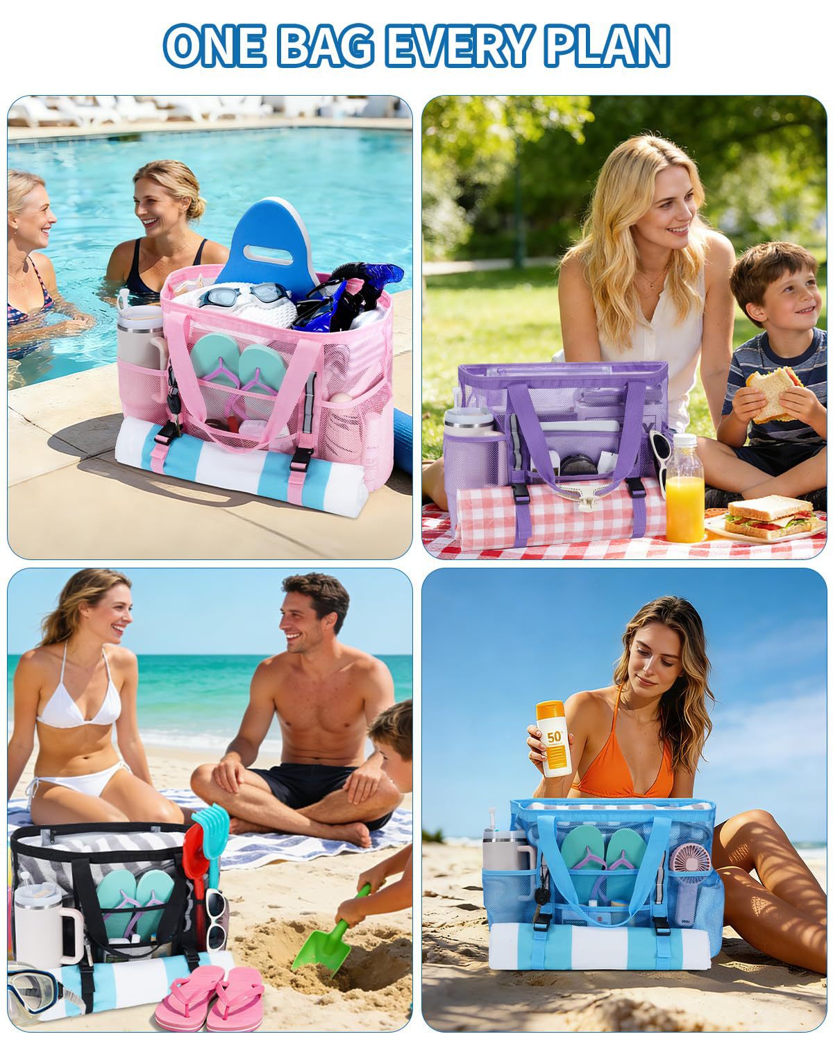 Large Mesh Beach Tote & Utility Bag