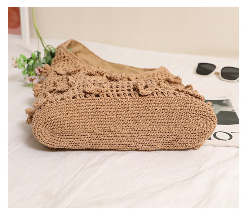 Floral Cotton Thread Woven Tote Bag