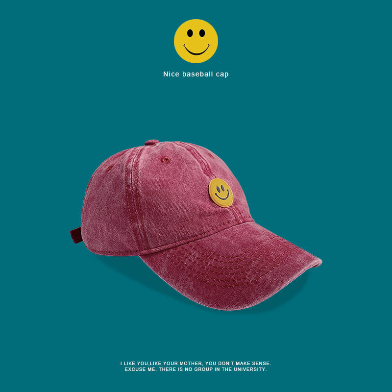 Retro Washed Smiley Baseball Cap
