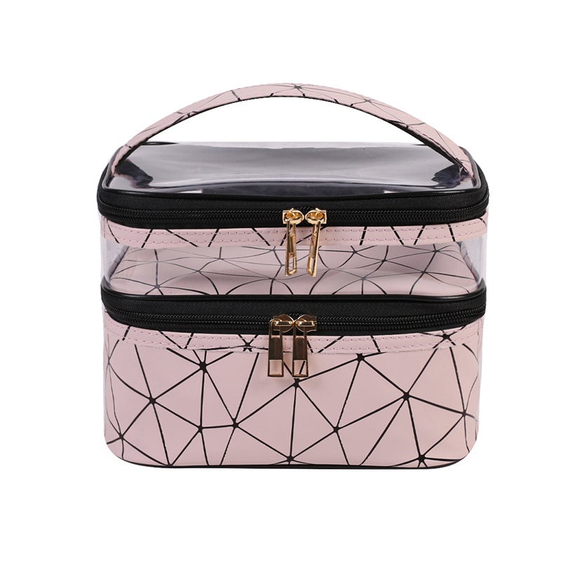 PVC Portable Transparent Double-Layer Cosmetic Bag - KOC