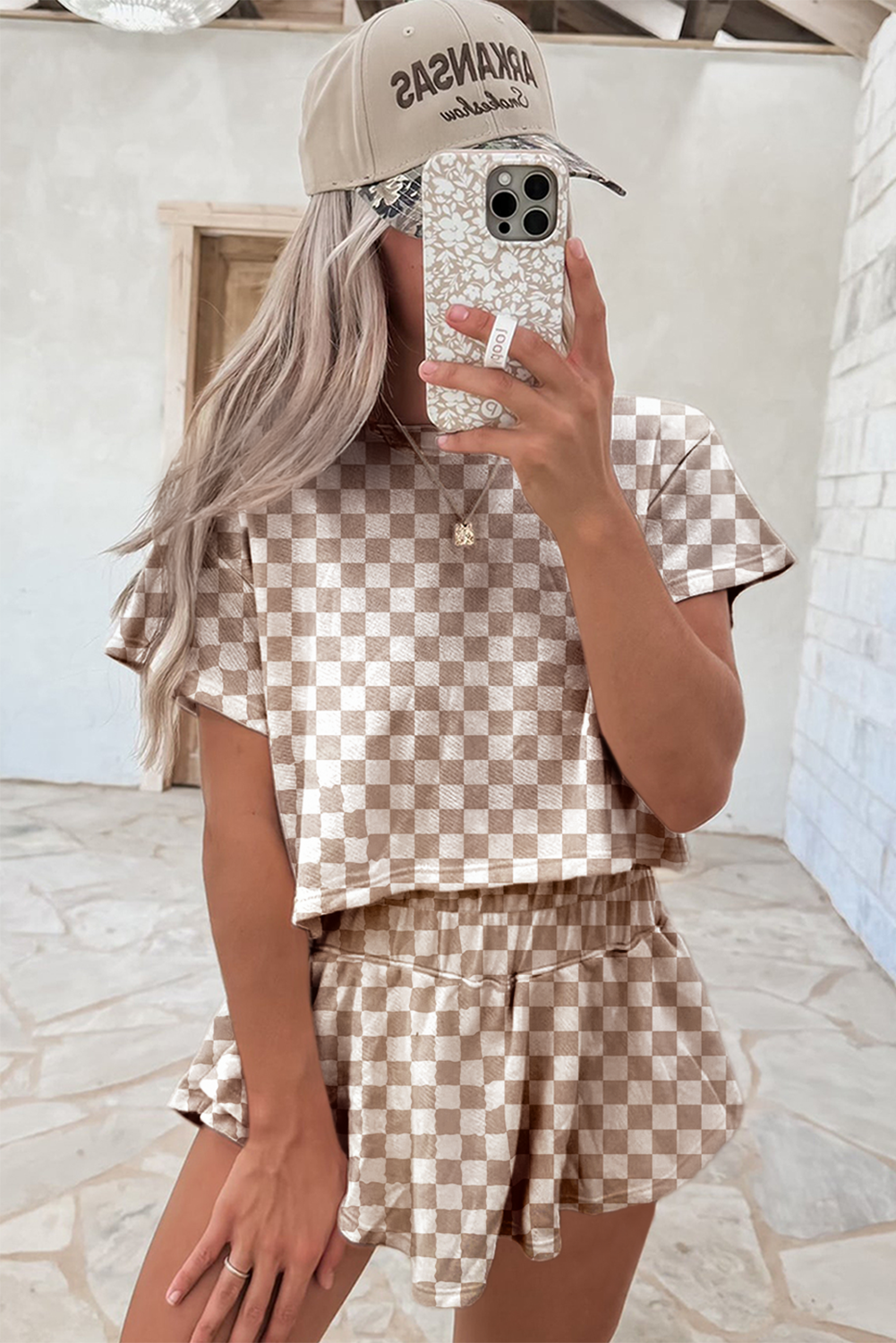 (Preorder 5.1)Checkerboard Tee and Skorts 2 Piece Outfit