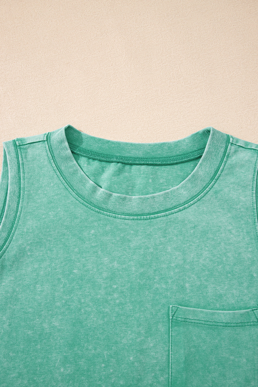 Mineral Wash Patched Chest Pocket Casual Tank Top