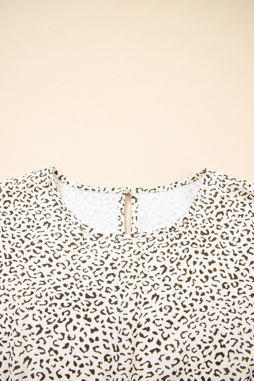 Plus Size Leopard Print Frill Trim Short Sleeve Flared Dress