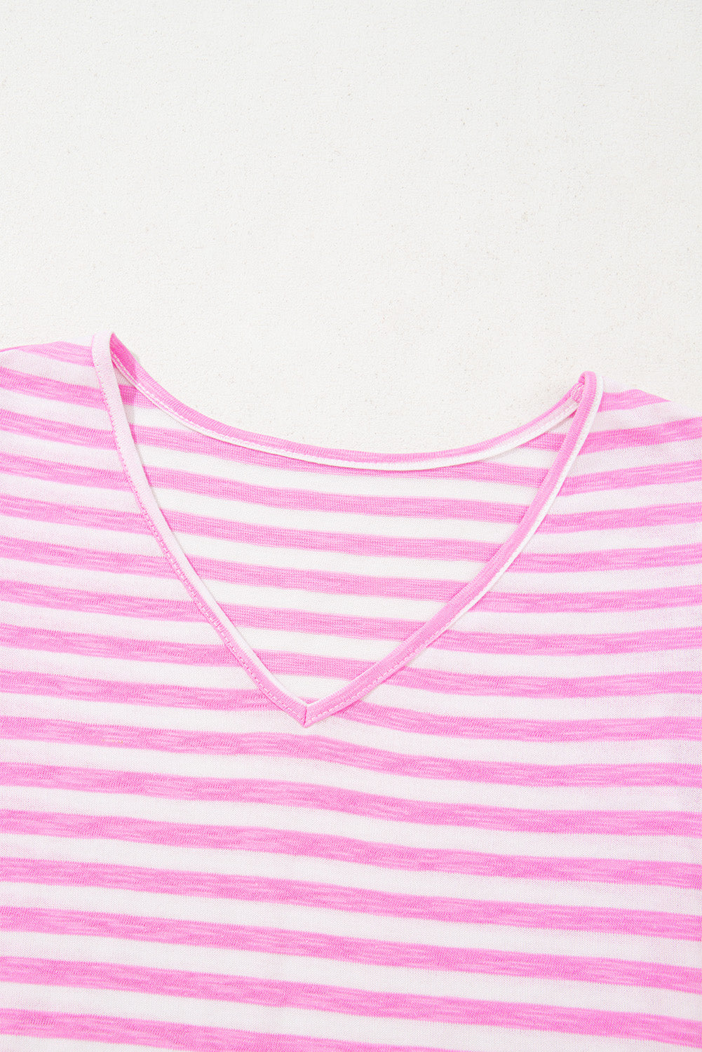 Striped V Neck Ruffle Short Sleeve Top