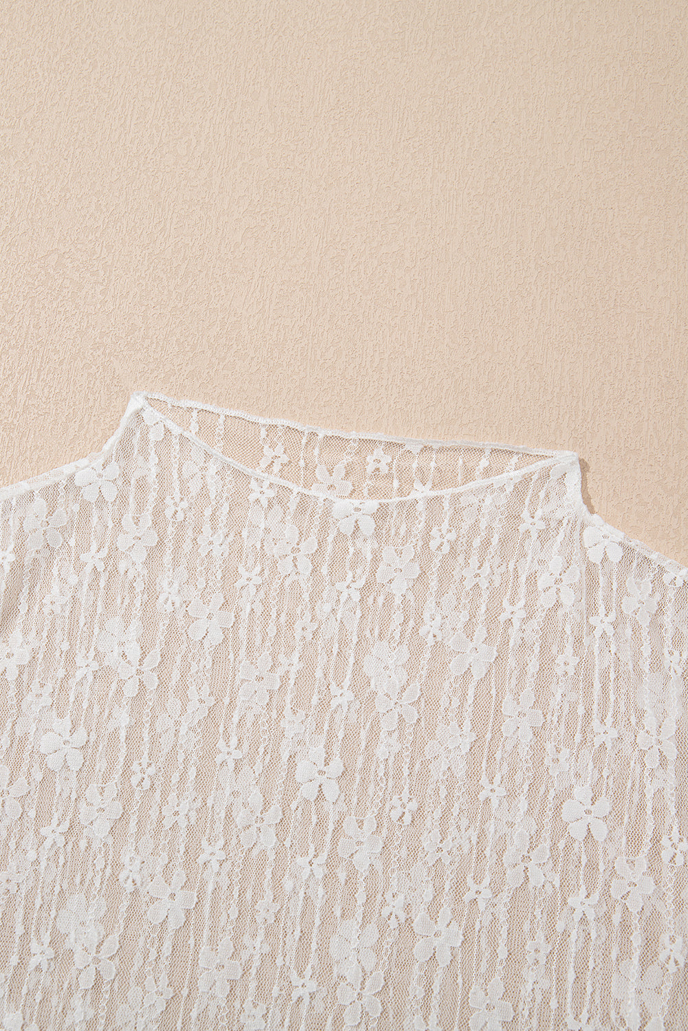 Sheer Floral Lace Long Sleeve Slim Fit Top