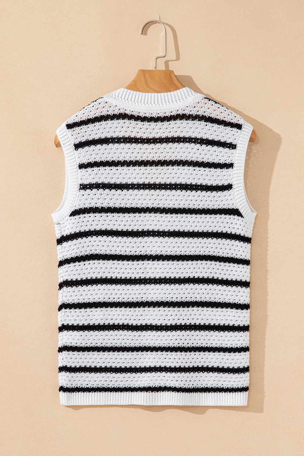 Stripe V Neck Gold Buttons Elegant Sweater Vest