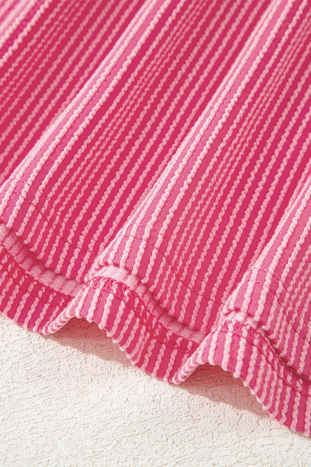 Twisted Ribbed Knit V Neck Casual Tee