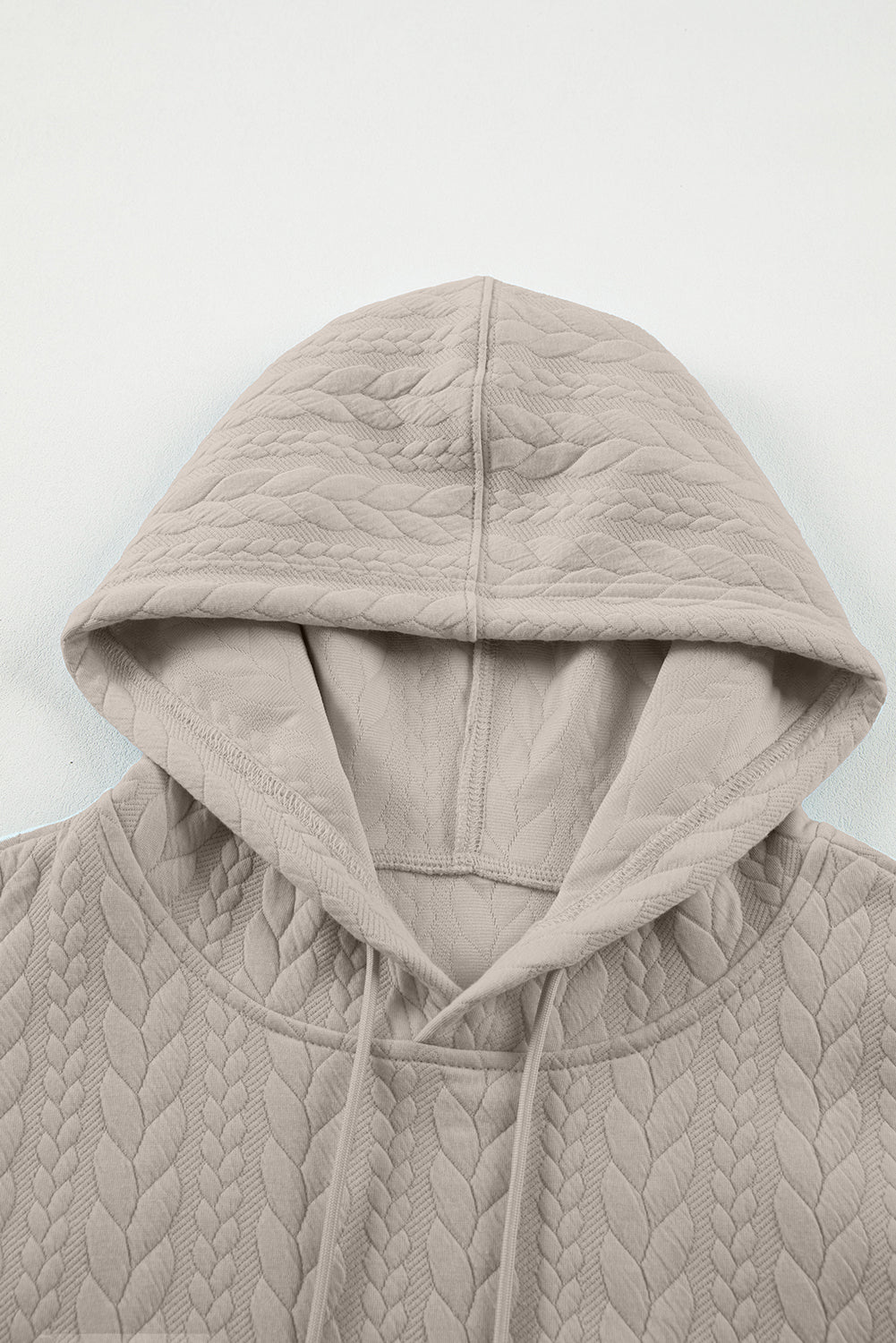 Cable Textured Baggy Solid Hoodie