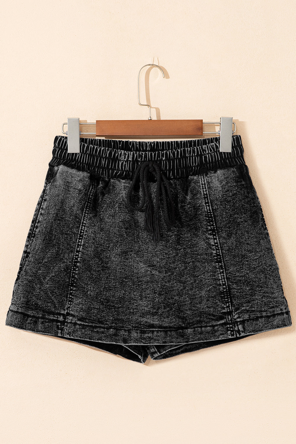 Drawstring High Waist Pocketed Denim Shorts
