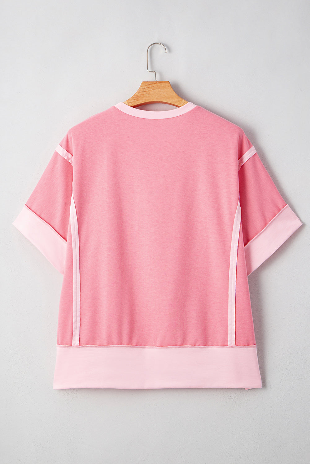 Two Tones Patchwork Half Sleeve Plus Size T Shirt