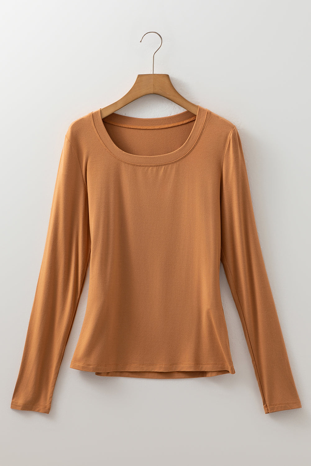 Solid Color Long Sleeve Fitted Top