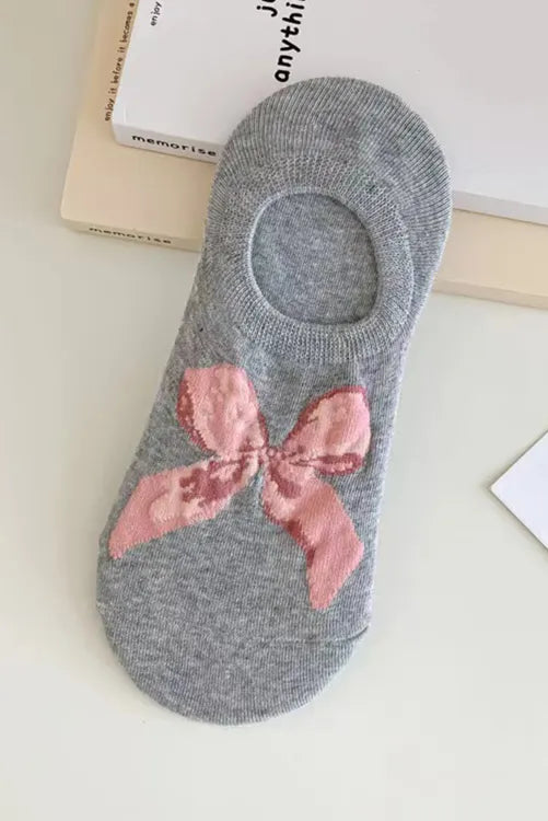 Ballet Style Solid Color Bow Boat Socks Thin Version