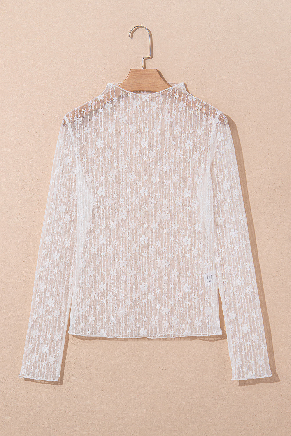 Sheer Floral Lace Long Sleeve Slim Fit Top
