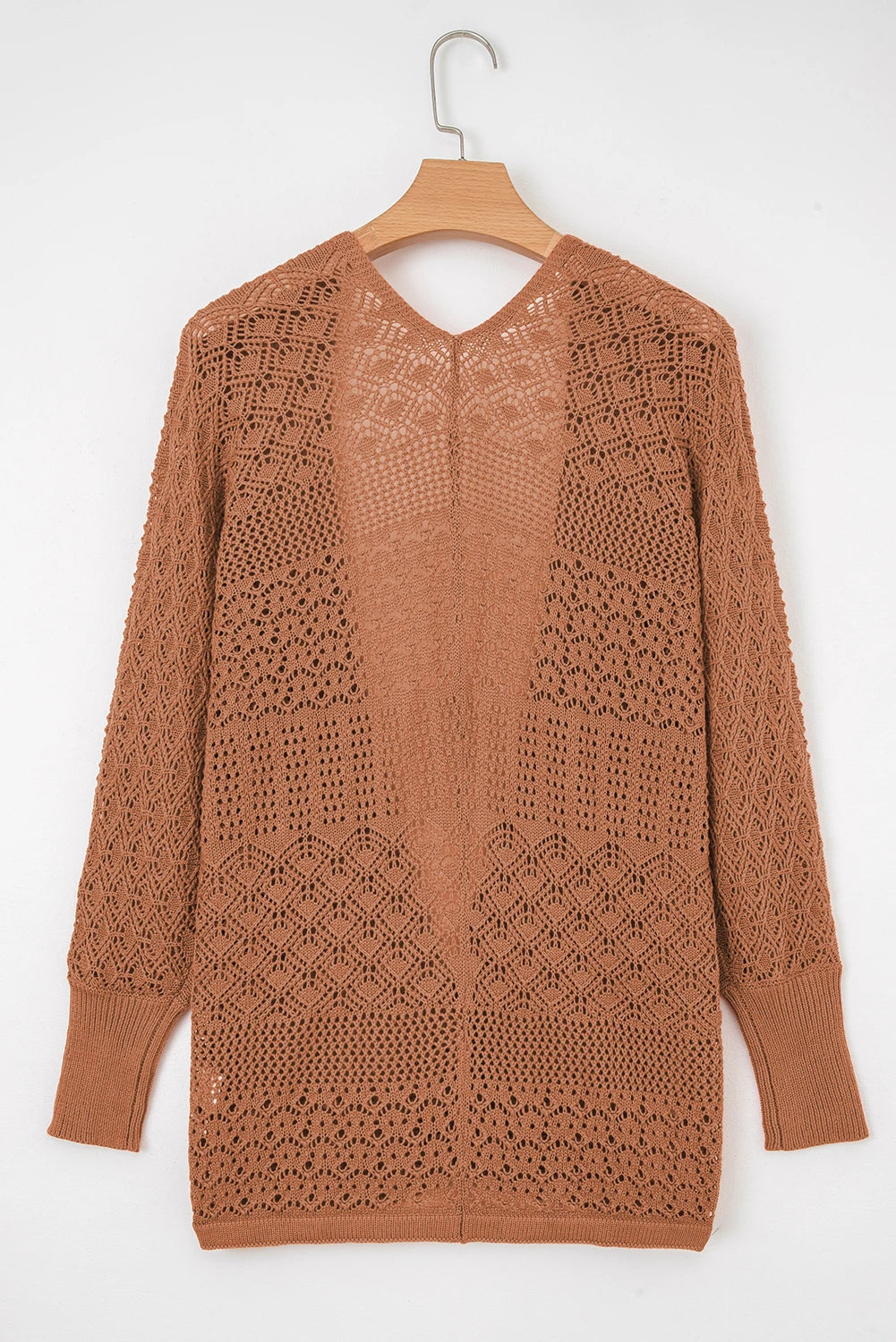 Hollowed Knit Open Front Cardigan