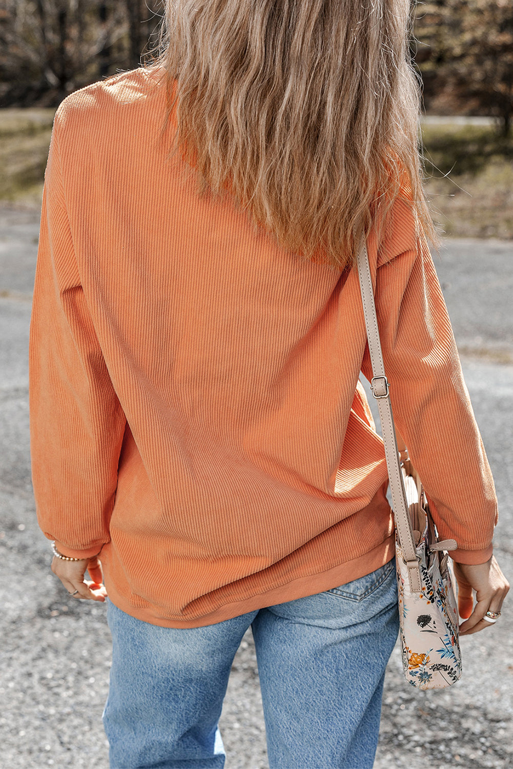 Twisted Ribbed Texture Halloween Ghost Sequin Patched Sweatshirt