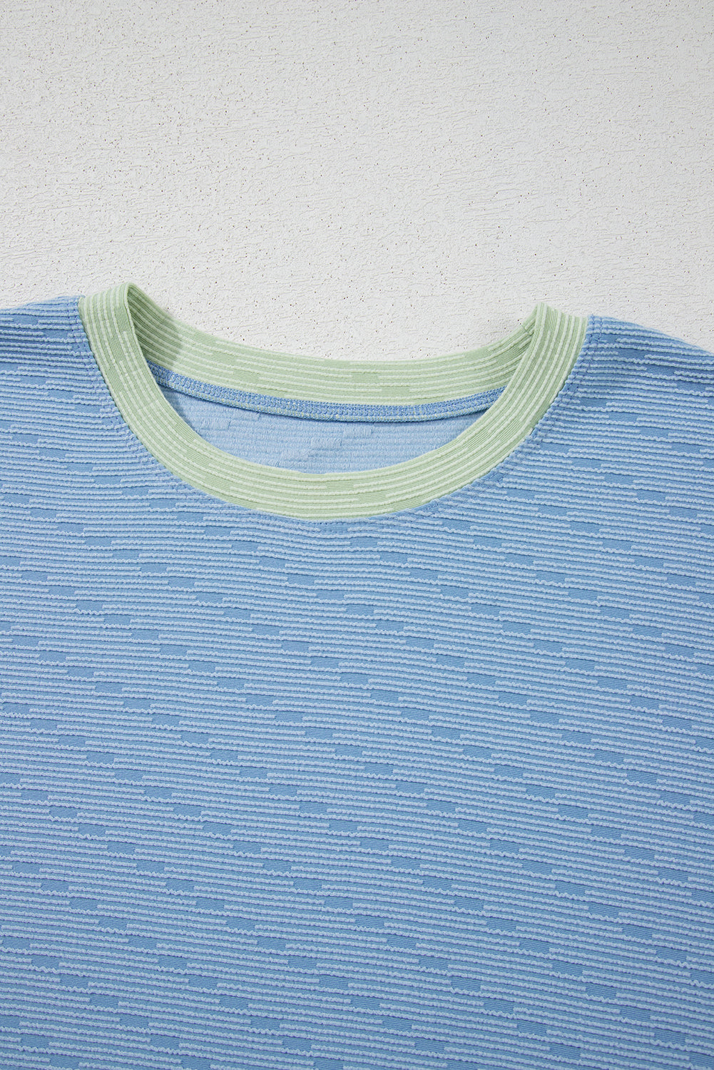 Corded Knit Contrast Trim Round Neck Cap Sleeve 2pcs Short Set