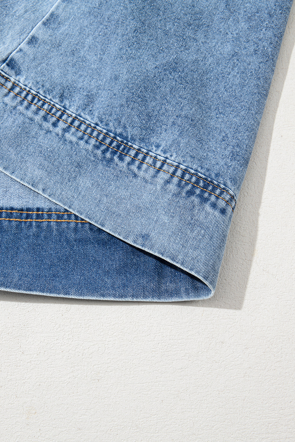 Short Sleeve Collared Patched Pocket Denim Mini Dress