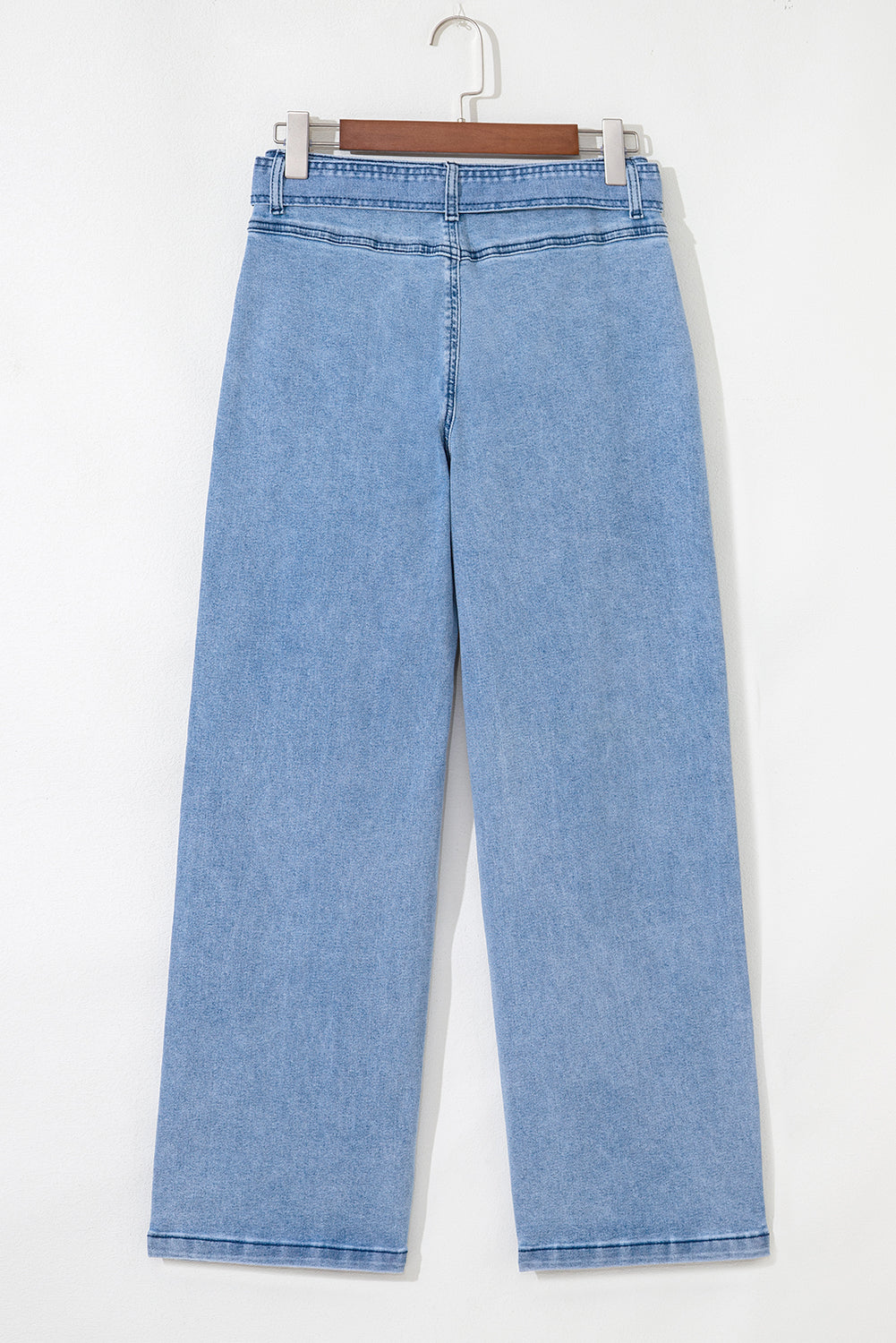 Western Washed Bow Knot Sash Wide Leg Jeans