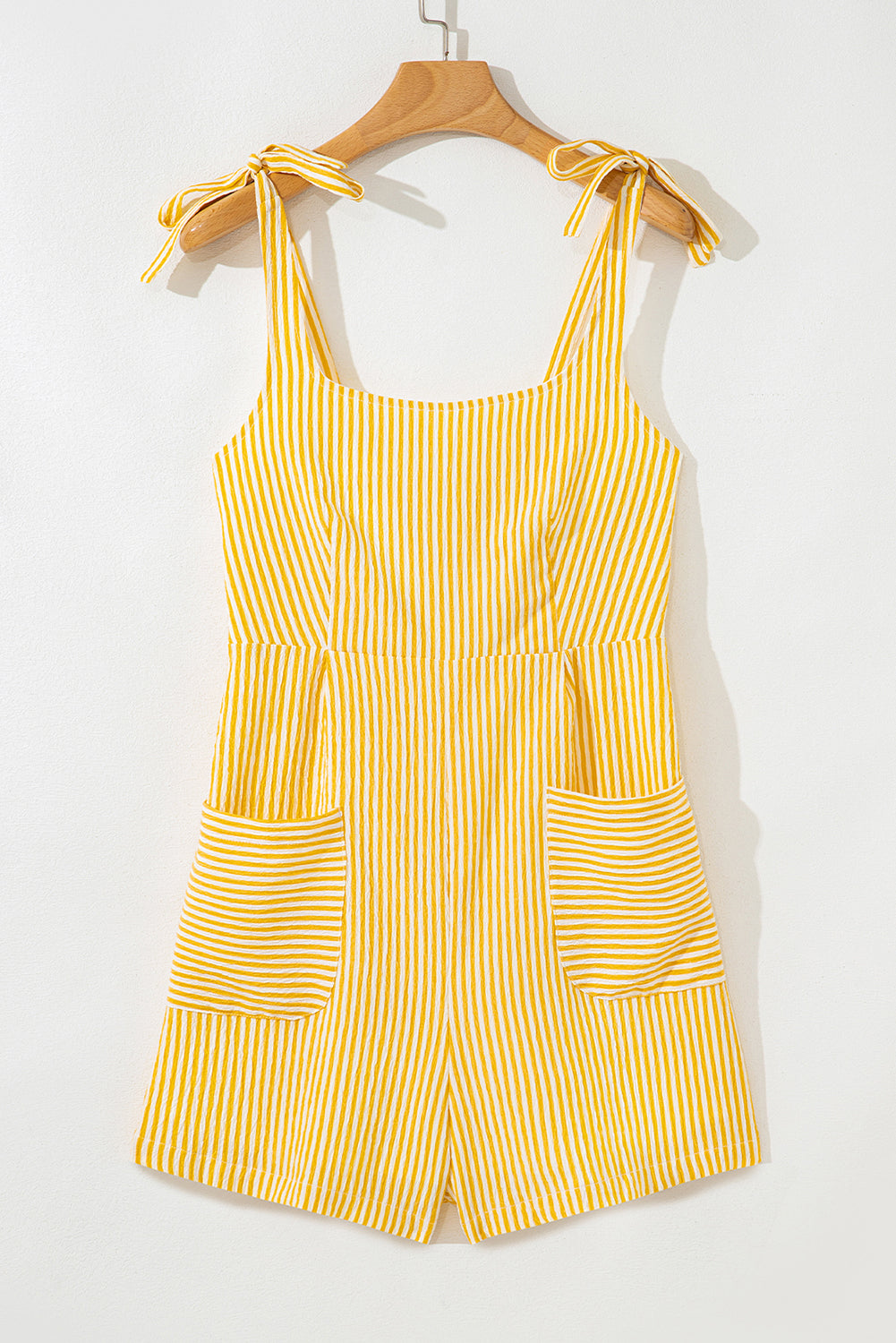 Shoulder Tie Smocked Back Wide Leg Casual Romper