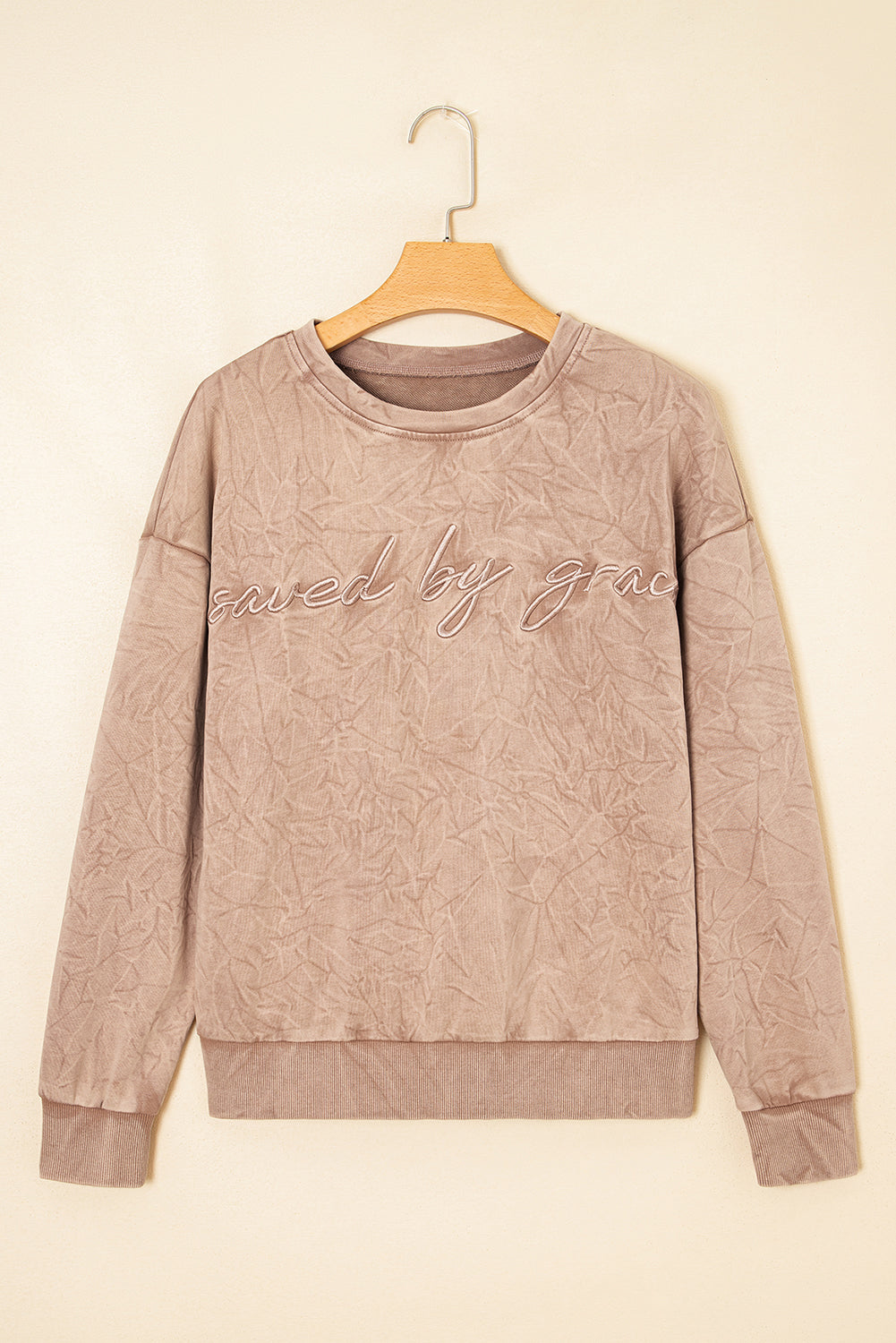 Letter Embroidery Mineral Wash Loose Sweatshirt