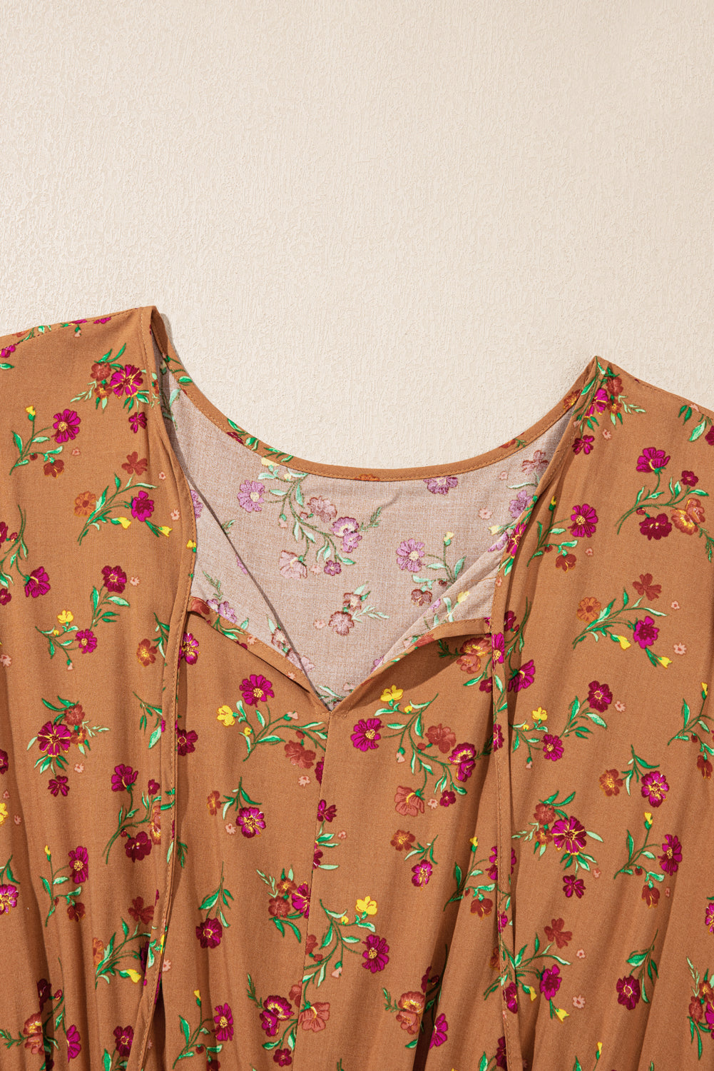 Plus Size Floral Split V Neck Ruffled Sleeve Tiered Maxi Dress