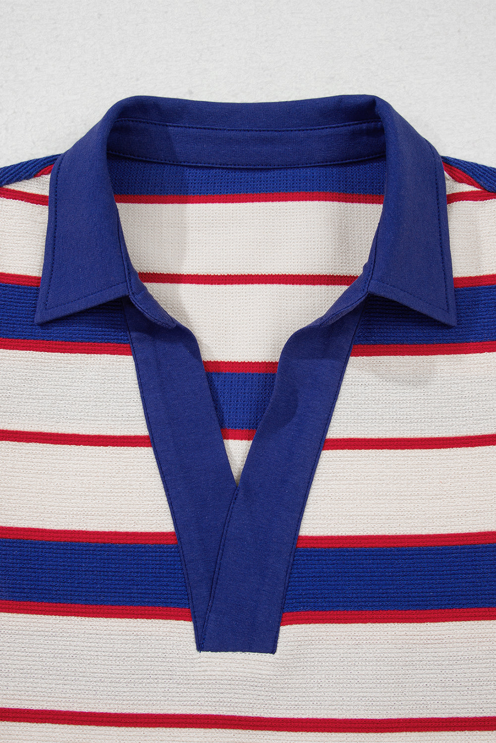 Color Block V Neck Loose Fit Sweatshirt